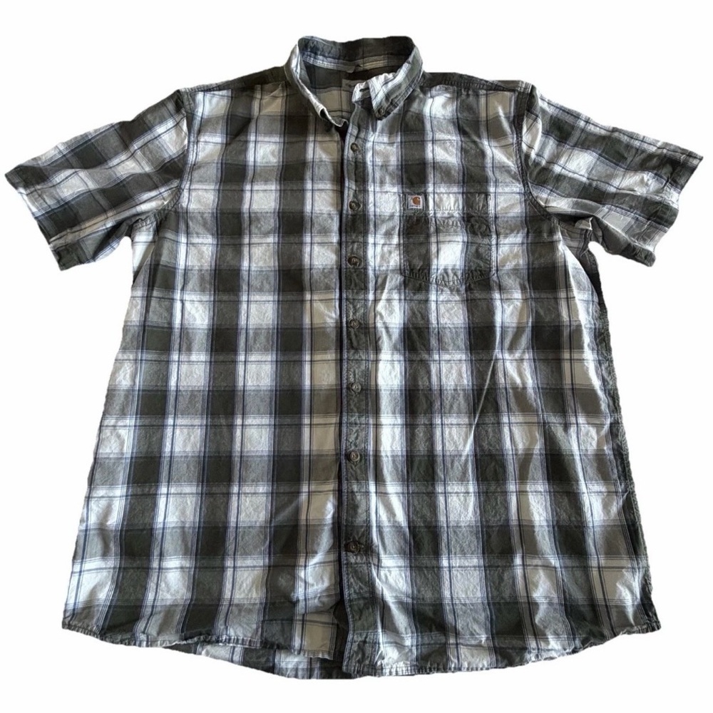 Carhartt Shirt Mens 2XLT Plaid Short Sleeve Button Up Relaxed Workwear Outdoor